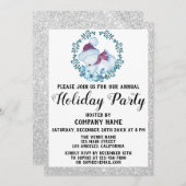 Blue Wreate kerstcompany Holiday Party Silver Kaart (Voorkant / Achterkant)