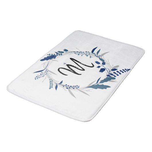 Blue Wreater Monogram Bath Mat (Gekanteld)