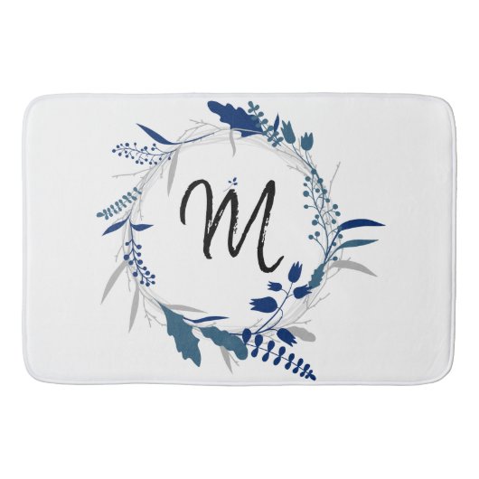Blue Wreater Monogram Bath Mat (Voorkant)