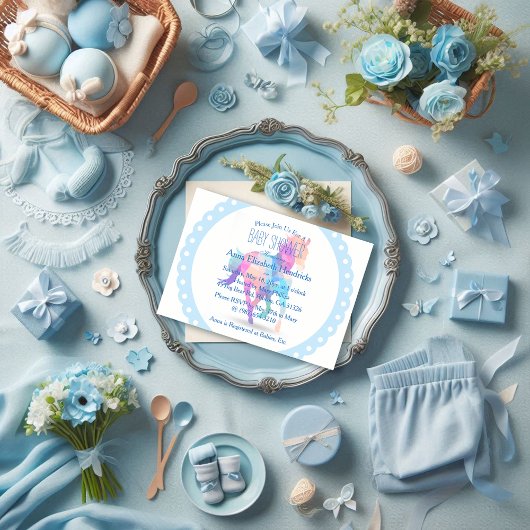 Blue Wreath Geometrisch Running Horse Baby shower Kaart