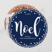 Blue Wreath Noel Feestdagenkaart (Voorkant / Achterkant)