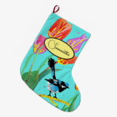 Blue Wren Australian Bird Birds Kerstmis Grote Kerstsok (Voorkant (Hangend))