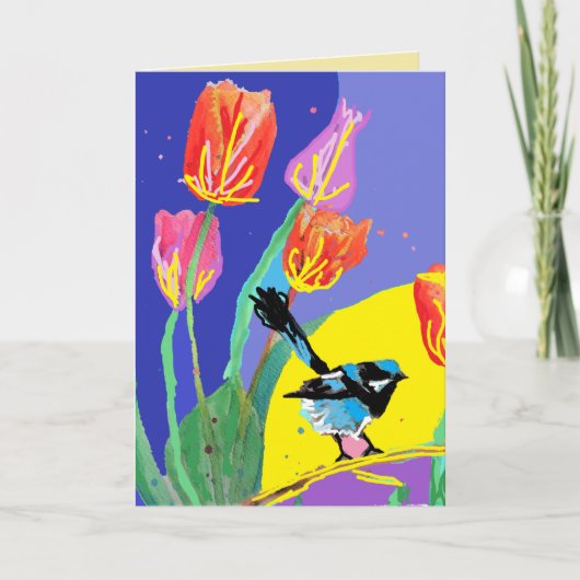 Blue Wren Australian wrens Birds Birthday Card Kaart (Voorkant)