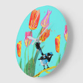 Blue Wren Birds Painted Art Wall klok (Hoek)