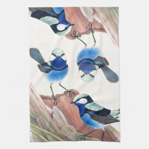 Blue Wren Birds Wildlife Animalsl Kitchen Towel Theedoek