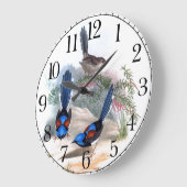 Blue Wren Birds Willife Animals Wall Clock Grote Klok (Hoek)
