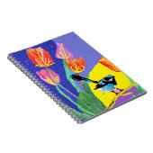 Blue Wren Floral Waterverf Wrens Bird Notitieboek (Rechterzijde)