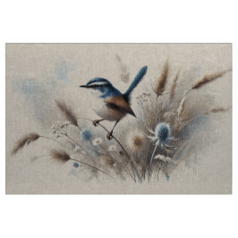 Blue Wren Linen Stof