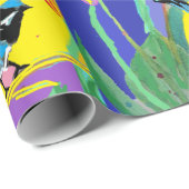 Blue Wren Tulips art flower Waterverf Wrapping Cadeaupapier (Rol Hoek)