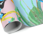 Blue Wren Tulips art flower Waterverf Wrapping Cadeaupapier (Rol Hoek)