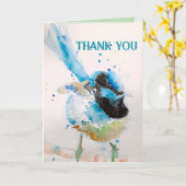 Blue Wren Watercolor Bedankt Budgie Aqua Kaart (Gele Bloem)