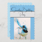 Blue Wren Watercolor Verjaardagsfeestje Uitnodigin Kaart (Voorkant / Achterkant)