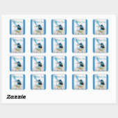 Blue Wren Waterverf Bedankt Wrens Aqua Vierkante Sticker (Vel)