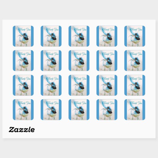 Blue Wren Waterverf Bedankt Wrens Aqua Vierkante Sticker (Vel)