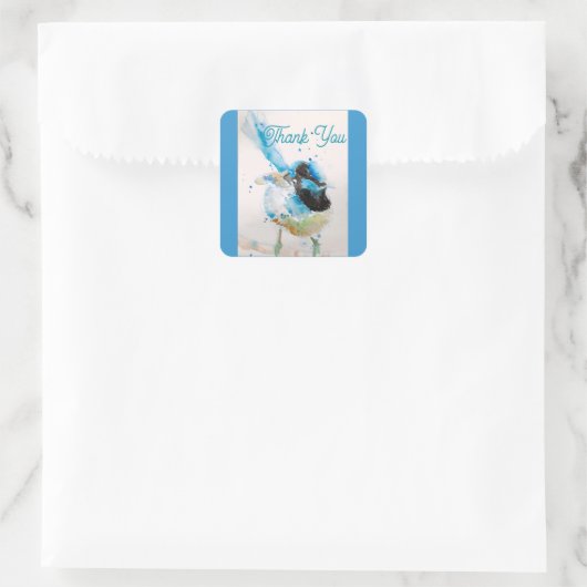Blue Wren Waterverf Bedankt Wrens Aqua Vierkante Sticker (Tas)