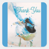 Blue Wren Waterverf Bedankt Wrens Aqua Vierkante Sticker (Voorkant)
