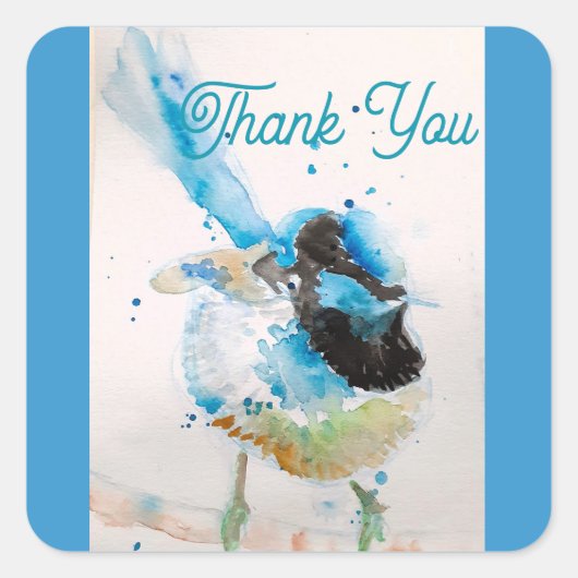 Blue Wren Waterverf Bedankt Wrens Aqua Vierkante Sticker (Voorkant)