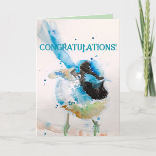 Blue Wren Waterverf Gefeliciteerd Aqua Kaart