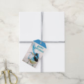 Blue Wren Waterverf Happy Birthday Wrens Aqua Cadeaulabel (Met Touw)
