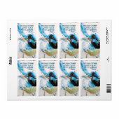 Blue Wren Waterverf Happy Birthday Wrens Aqua Etiket (Full Sheet)