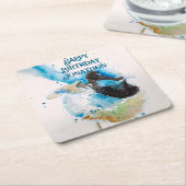 Blue Wren Waterverf Happy Birthday Wrens Aqua Kartonnen Onderzetters (Schuin)