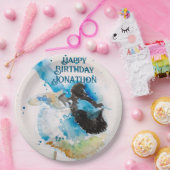 Blue Wren Waterverf Happy Birthday Wrens Aqua Papieren Bordje (Feest)