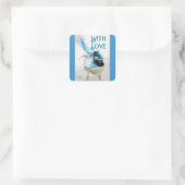 Blue Wren Waterverf met liefde Wrens Aqua Vierkante Sticker (Tas)