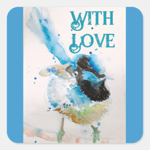 Blue Wren Waterverf met liefde Wrens Aqua Vierkante Sticker