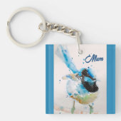 Blue Wren Wrens Aquarel Baby Blauw Australisch Sleutelhanger (Voorkant)