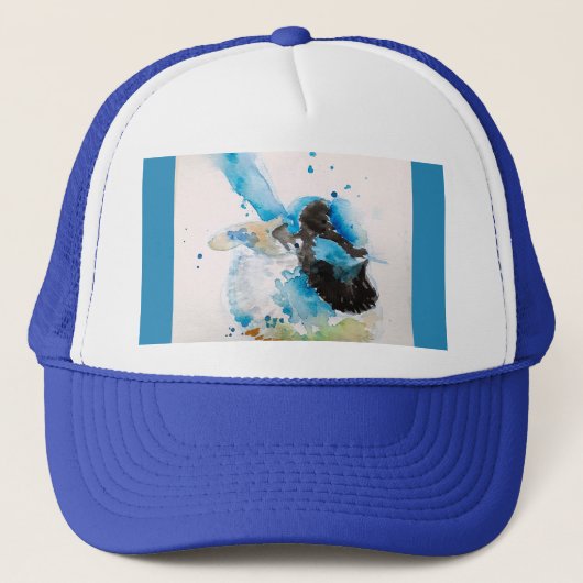 Blue Wren Wrens Aquarel Baby Blauw Australisch Trucker Pet (Voorkant)