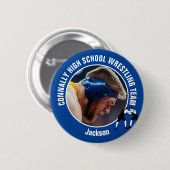Blue Wrestling Team Photo High School Wrestler Ronde Button 5,7 Cm (Voorkant /achterkant)
