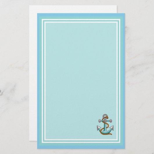Blue Writing Paper with Anchor Briefpapier (Voorkant / Achterkant)