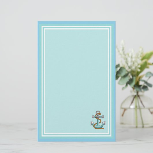 Blue Writing Paper with Anchor Briefpapier (Staand voorkant)