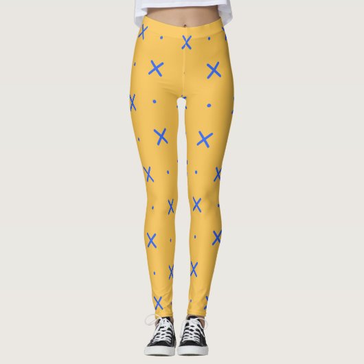 Blue X Marks the Spot and Dots Pattern Leggings (Voorkant)