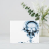 Blue X-Ray Vision Music Skeleton Skull Briefkaart (Staand voorkant)