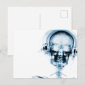 Blue X-Ray Vision Music Skeleton Skull Briefkaart (Voorkant / Achterkant)