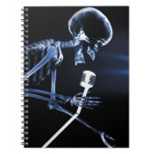 Blue X-Ray Vision Skeleton zingt op Mic Notitieboek (Voorkant)