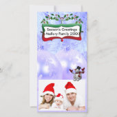 Blue Xmas Balls, Snowman, Trees, Holly Feestdagenkaart (Voorkant)