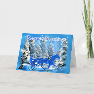 Blue Xmas Harness Horse Feestdagen Kaart