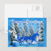 Blue Xmas Harness Horse Feestdagenkaart (Voorkant / Achterkant)