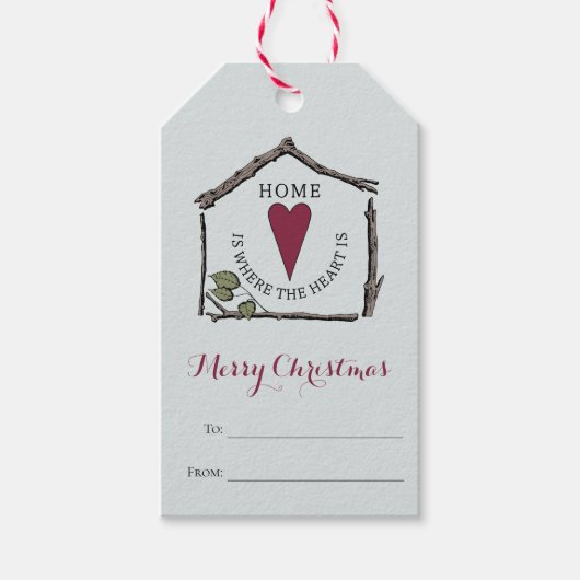 Blue Xmas Home is waar het hart vandaan komt Cadeaulabel (Voorkant)