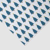 Blue Xmas Tree and Golden Stars Patterned Tissuepapier (Detail)