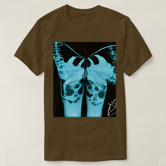 Blue Xray Monster Skeleton Butterfly en prachtig T-shirt (Design voorkant)