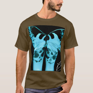Blue Xray Monster Skeleton Butterfly en prachtig T-shirt