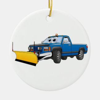 Blue Y Pick Up Snow Plough Cartoon Keramisch Ornament
