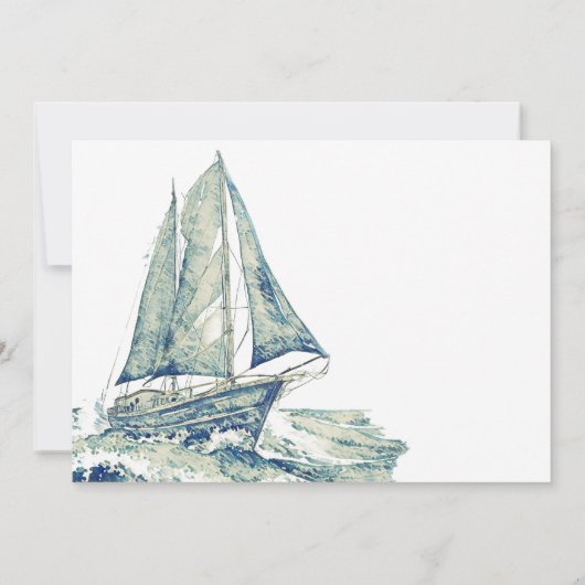 Blue Yacht begrafenisaankondiging Kaart (Achterkant)