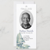 Blue Yacht Celebration of Life Kaart (Voorkant)