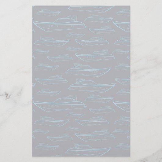 Blue Yacht Pattern Briefpapier (Voorkant)