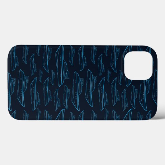Blue Yacht Pattern Case-Mate iPhone Case (Achterkant (horizontaal))