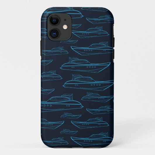 Blue Yacht Pattern Case-Mate iPhone Case (Achterkant)